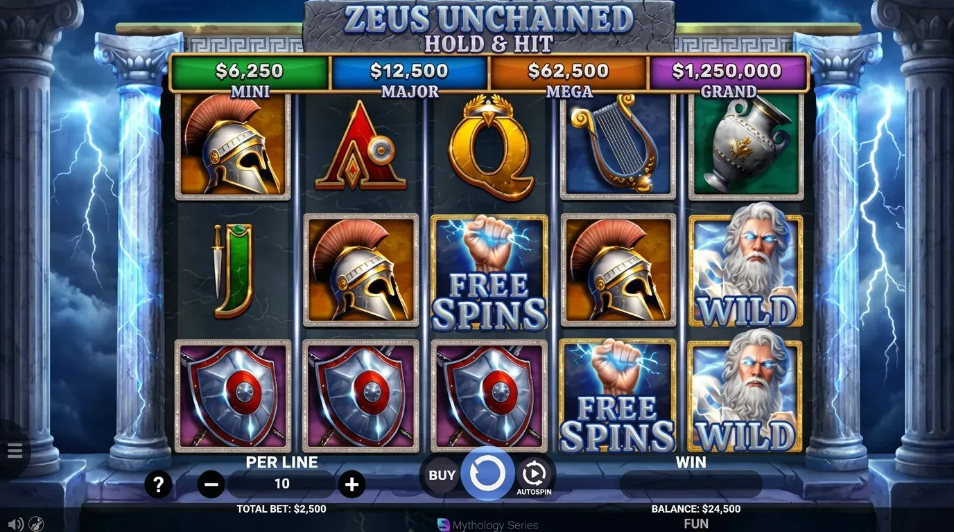 Zeus Unchained Hold & Hit en play